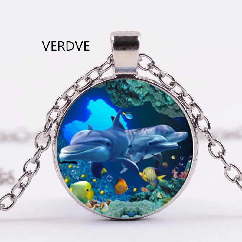 

Горячий! 2017 Новый Дельфин 3D Фото Подвеска Ожерелье из кристалла стекло ювелирных изделий
