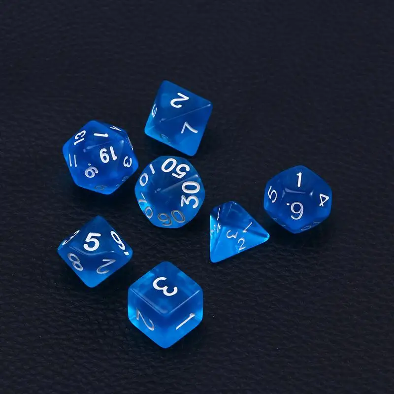 Набор из 7 многогранных кубиков полуполупрозрачные акриловые игровые кубики с