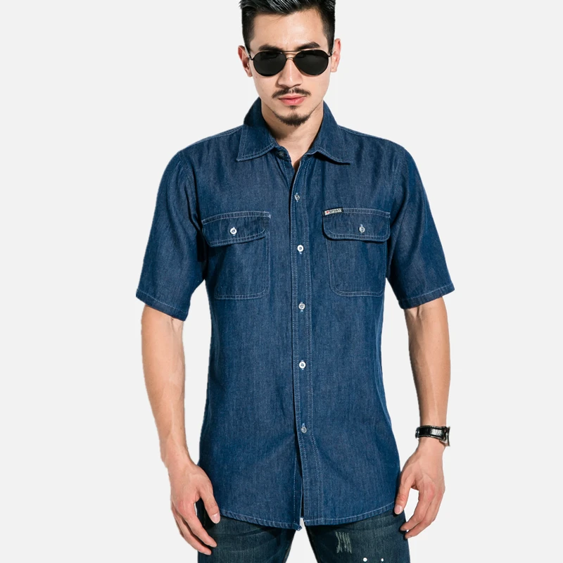 Trust мечта 2017 Новый Человек модные летние джинсовые рубашки с коротким рукавом
