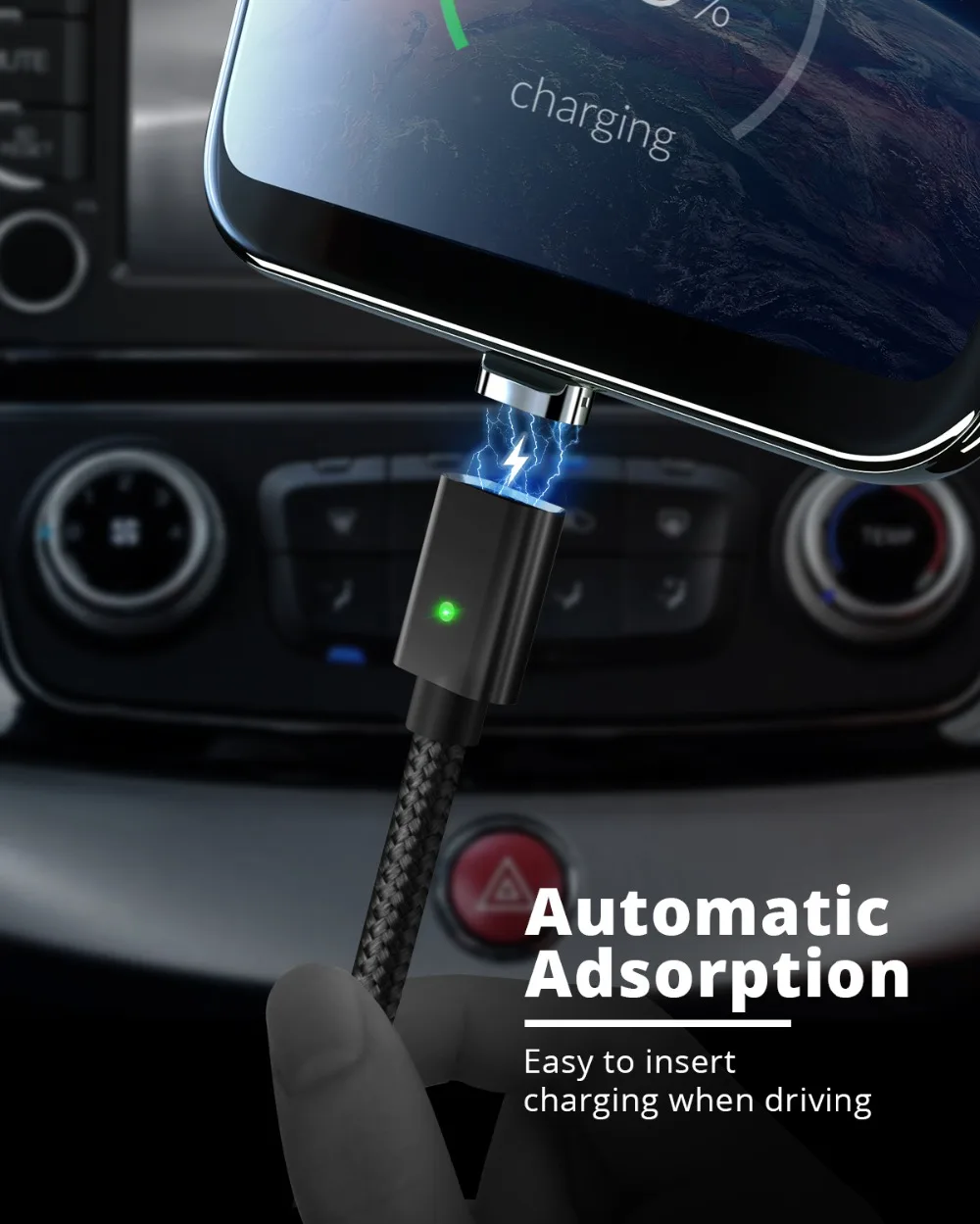 Магнитный кабель ANMONE type-C для быстрой зарядки, кабель USB C, 1 м, 2 м, шнур для передачи данных на базе Android, кабель для быстрой зарядки мобильного телефона, Магнитный провод usb type-C