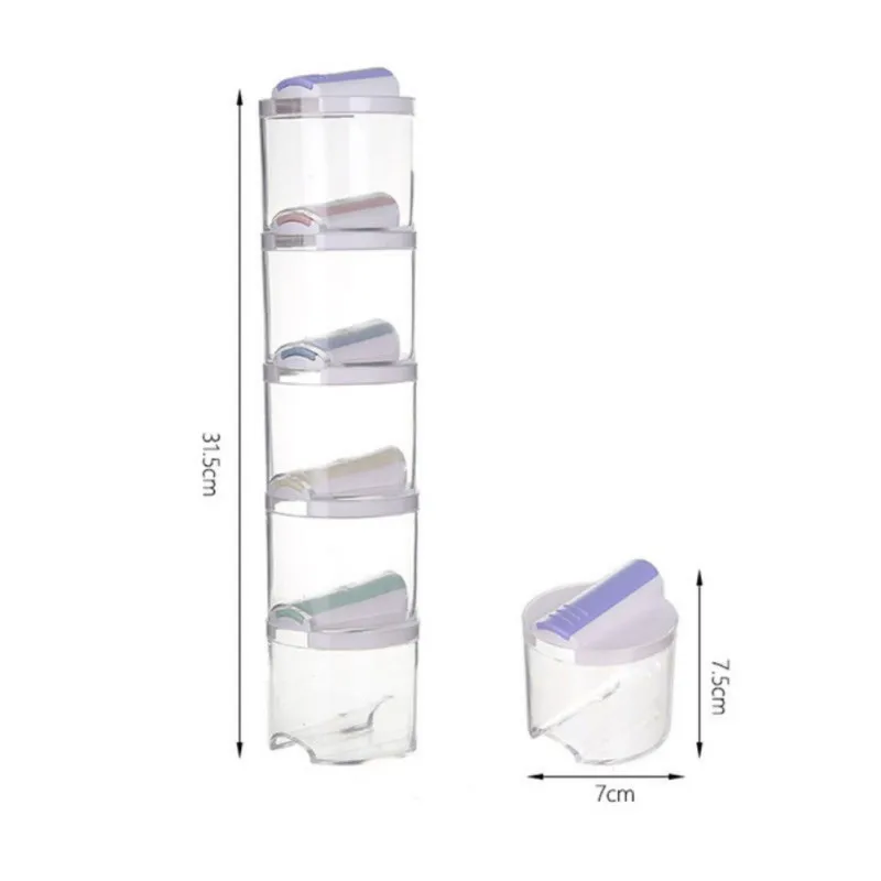 

5pcs/Set Kithcne Creative Transparent Kitchen Cylindra Spice Seasoning Cans Rack Condiment Bottles Pepper Shakers Box