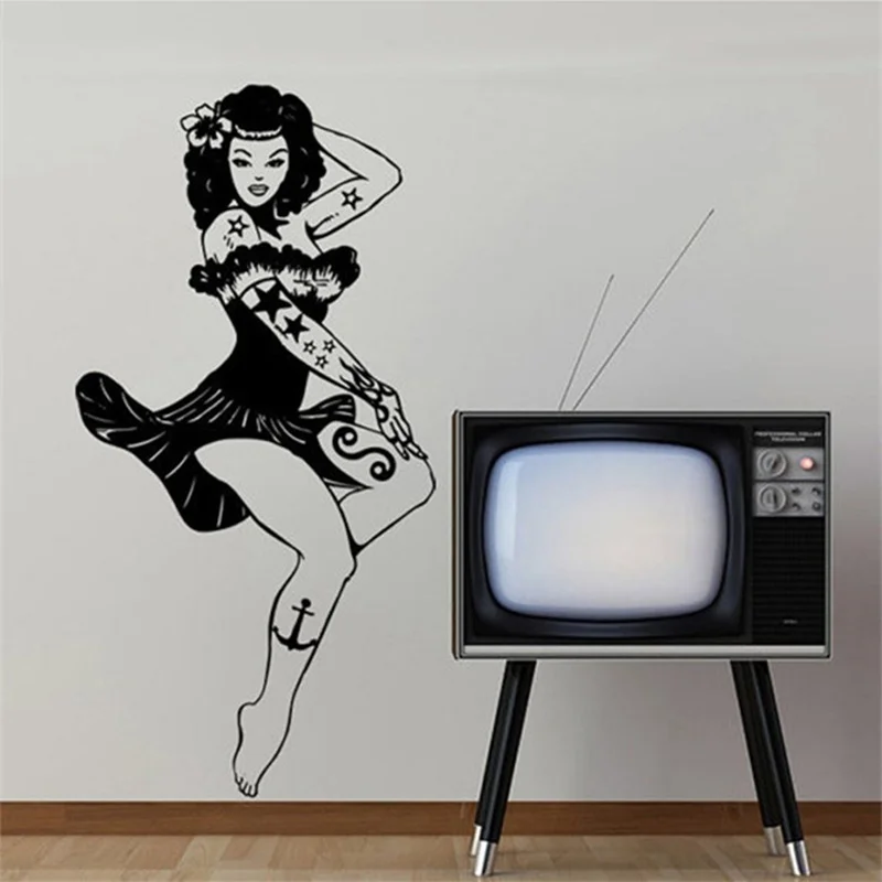 ON SALE Pinup Sally Tattooed Girl Living Room Vinyl Carving 