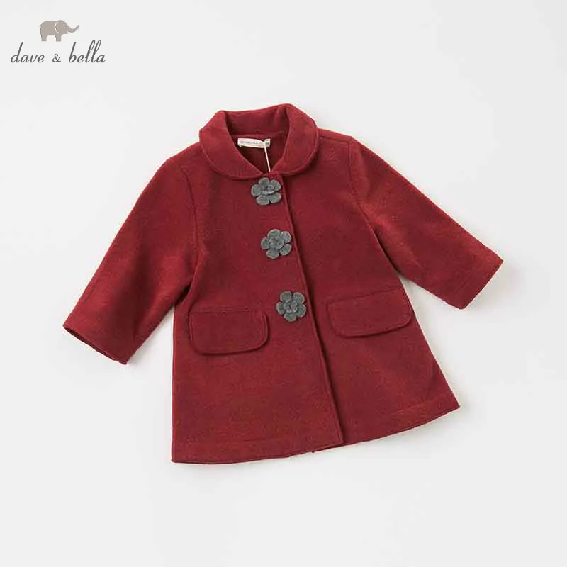 DB8893 dave bella autumn winter baby girl lovely jacket children fashion outerwear kids navy wine coat | Детская одежда и обувь