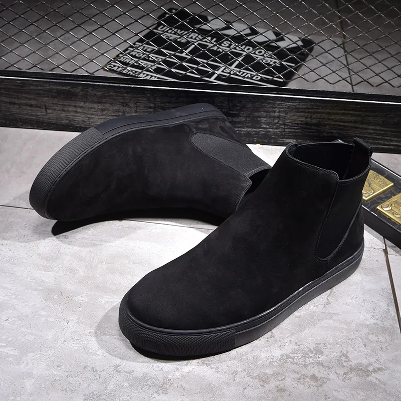 Мужские ботинки Челси NINYOO черные из натуральной кожи износостойкие зимние