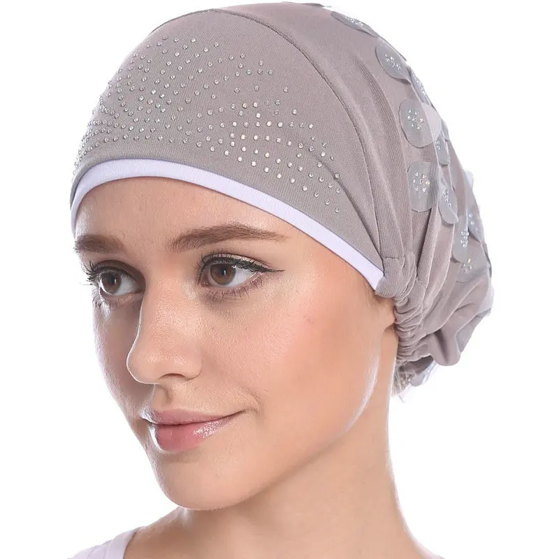 Babalet/женская элегантная мягкая шелковая 3D Цветочная дрель мусульманский тюрбан с