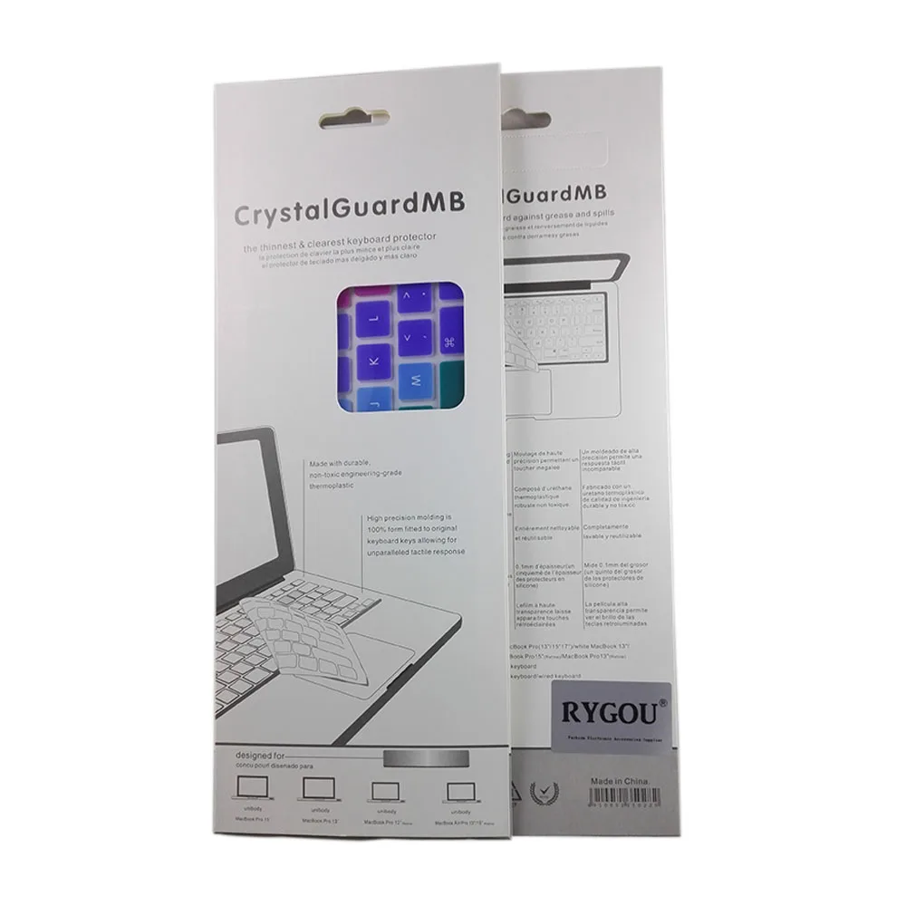 RYGOU градиентный цвет русская Силиконовая Клавиатура США чехол для Macbook Pro 13 Сенсорная панель клавиатура протектор для Mac Book Pro 15