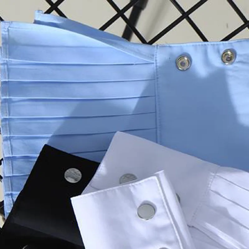 blue Хлопок Уайльд Поддельные рукава манжеты плиссированные декоративные рубашки рукава таинственный украшенный Кружева Поддельные рукава Украшенные манжеты жемчуг - Цвет: blue