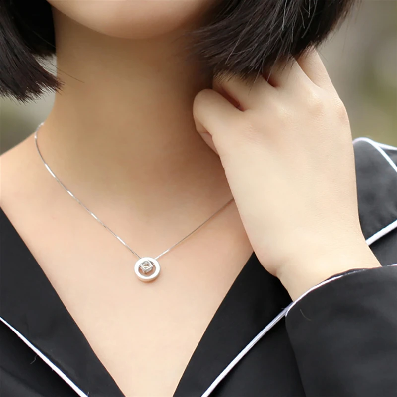ROXI 925 пробы Серебряное ожерелье Женская мода Леди Волшебный Куб Циркон геометрическое колье-чокер ювелирные изделия ожерелье