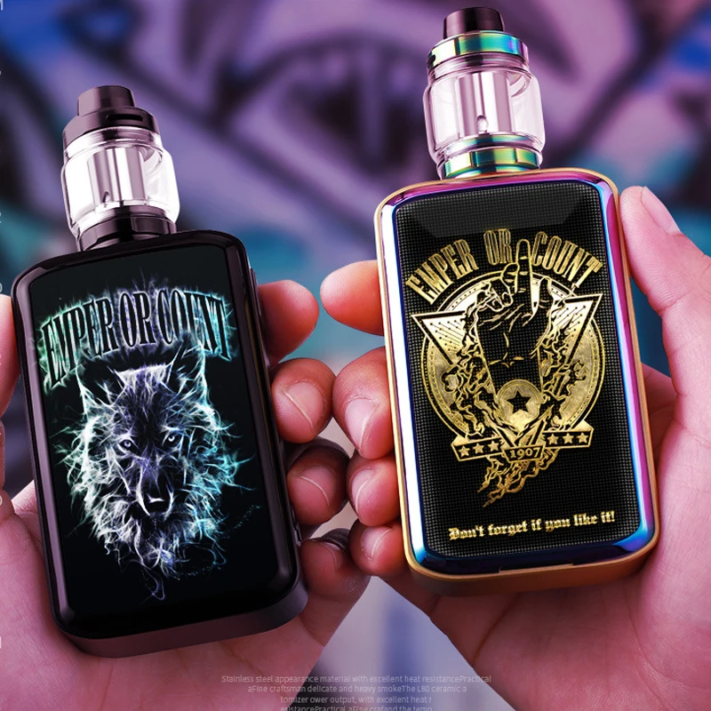 

Newest JP 200w huge power LED Screen TC box mod External Battery With LED Display E-Cigarette Random cool stickers Vapour Hookah