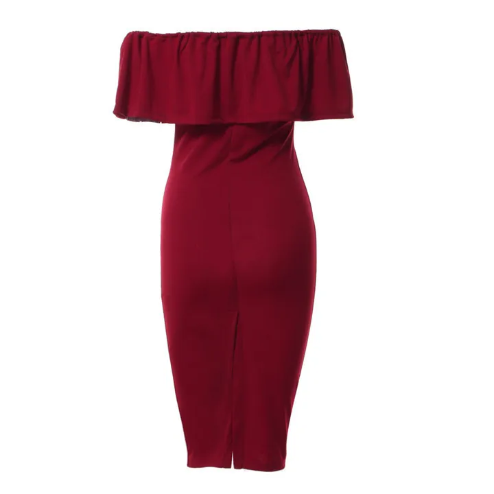 С открытыми плечами летнее платье 2018 Для женщин Сексуальная Bodycon карандаша сзади