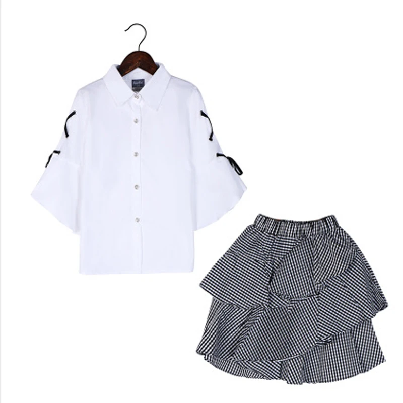 Весенняя одежда комплект одежды для девочек из 2 предметов белая блузка