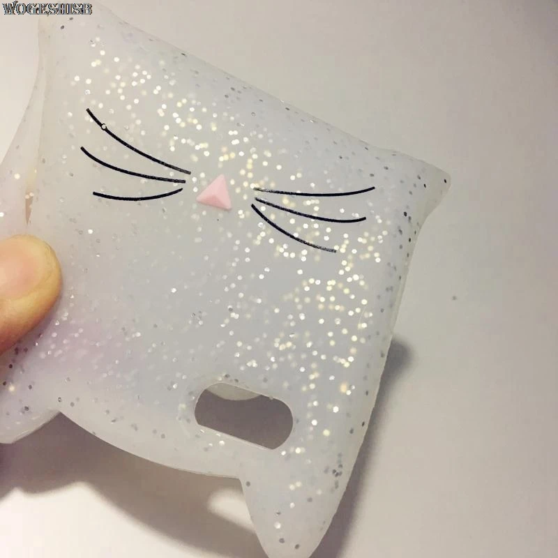 3D мультфильм улыбка черная кошка уши бороды Мягкий силиконовый чехол для