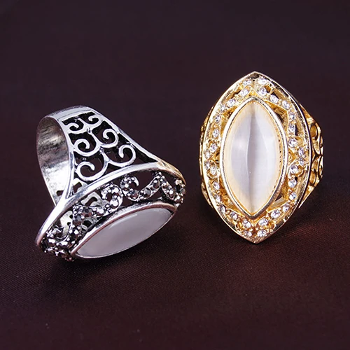 Hot Fashion Women's Luxury Royal Style Hollow Big Resin Opal Party Wedding Ring Jewelry 9B12 | Rings