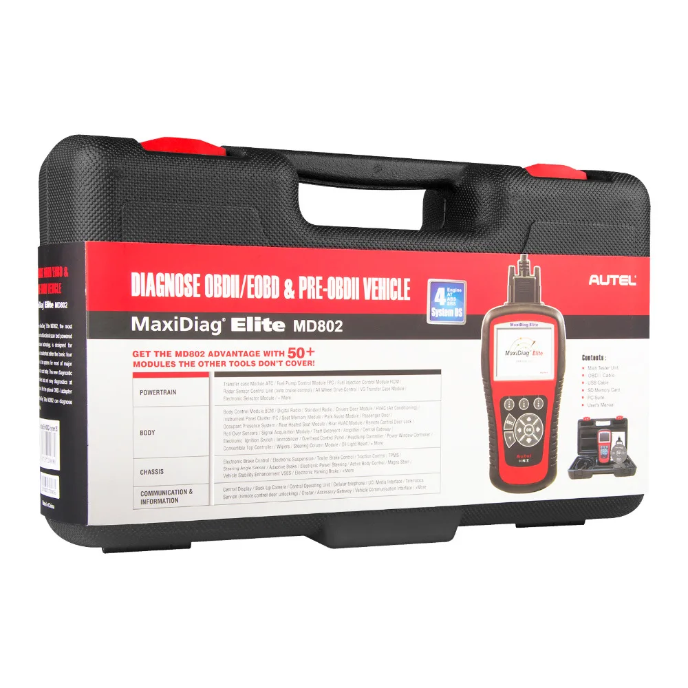 Autel MD802 MaxiDiag Elite автомобильный диагностический инструмент OBD2 сканер + модель DS