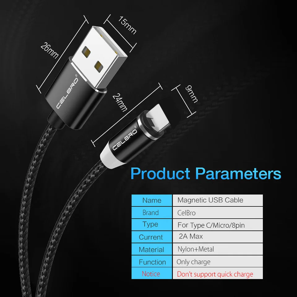 Магнитный кабель Micro Usb Type C 2 метра зарядный для телефона зарядки Samsung Galaxy S10 S9 Note8 LG