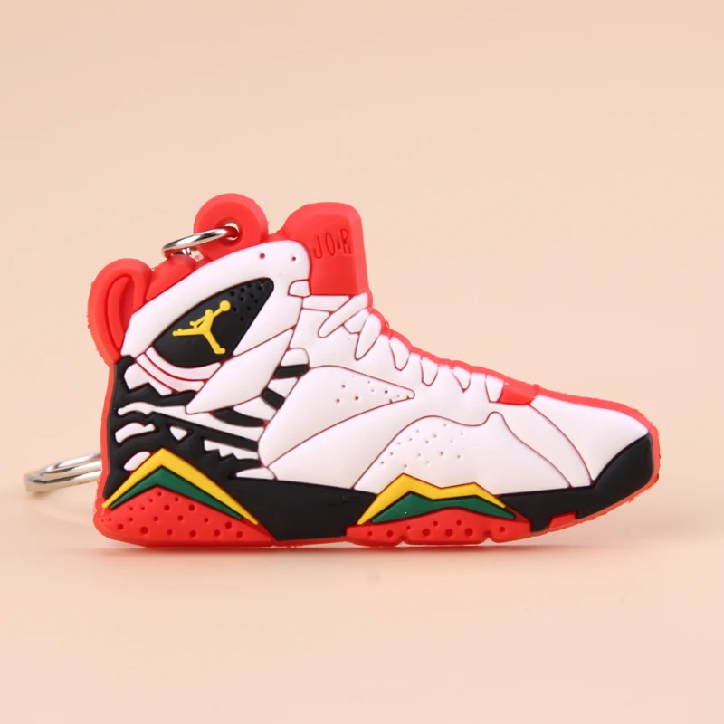 Picture Color1 Брелок Новые экзотические мини Jordan 7 ретро обуви ключевая цепь Для мужчин и Для женщин детские подарочные брелки на баскетбольных кроссовок ключ держатель Porte Clef - Цвет: Picture Color1