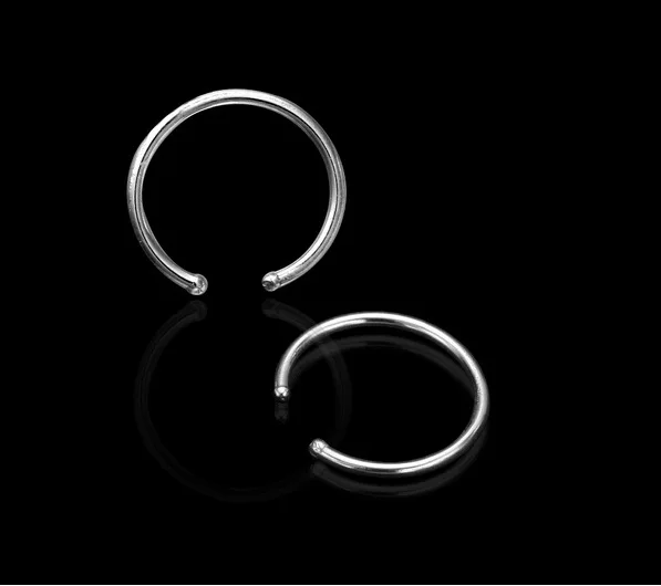 Ноздрю 925 стерлингового серебра Нос Хооп Кольца Клип На кольцо стад Тела