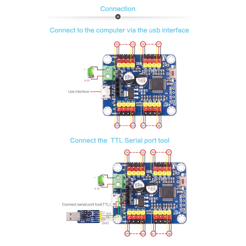 Фото 16-канальный контроллер WitMotion с сервоприводом Bluetooth, PWM, модуль платы управления PCB для SG90 MG995 Arduinos №3
