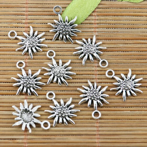 

70PCS tibetan silver color flower design charms EF2353