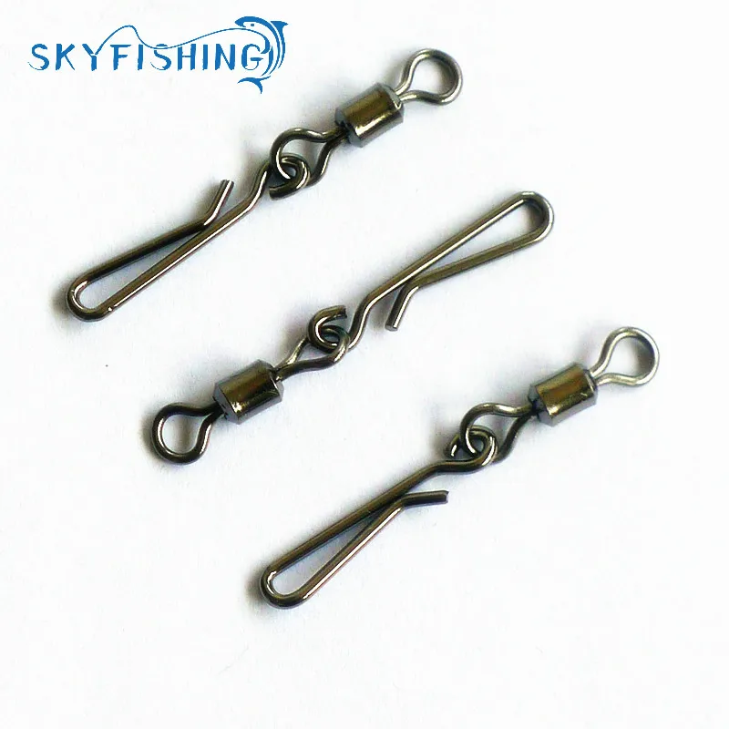 hot  30pcs Swivel MS+HX Rolling Swivel with Coastlock Snap Size8, 6, 4, 2 Hook Lure Connector Terminal swivel for Fishihooks