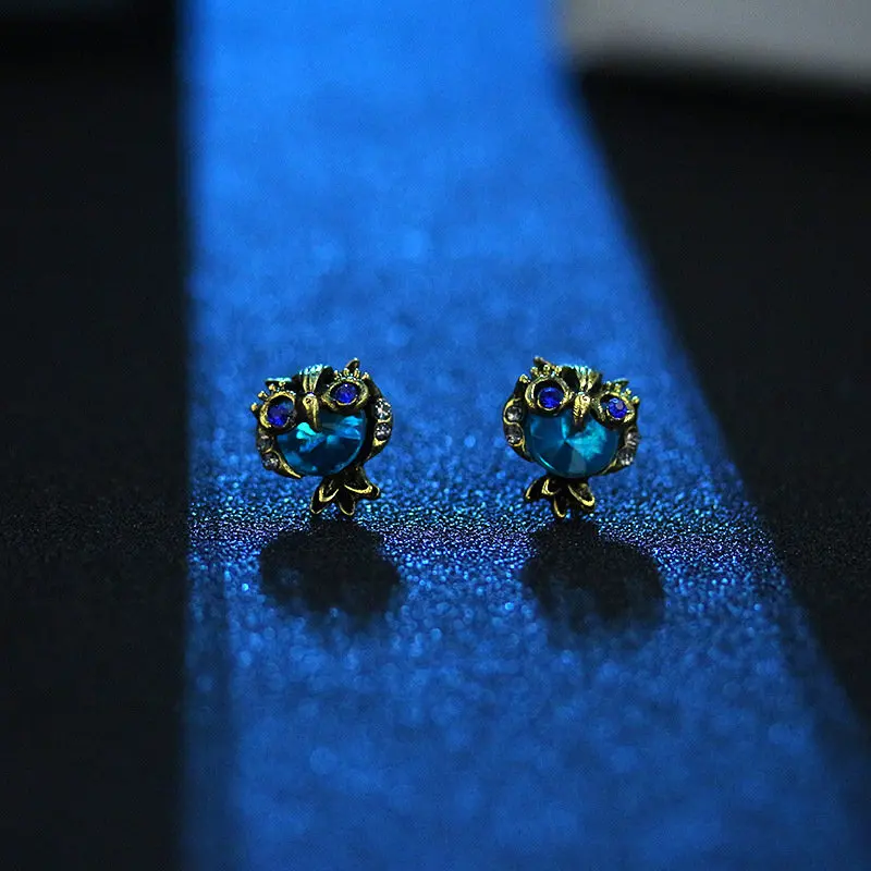 ZCHLGR модные красивые серьги-гвоздики с кристаллами совы для девочек Женские