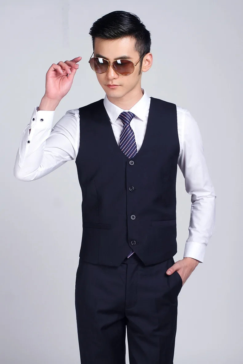 Бутик De FGG Китай SizeS 3XL темно синий мужской деловой костюм жилеты для свадебной