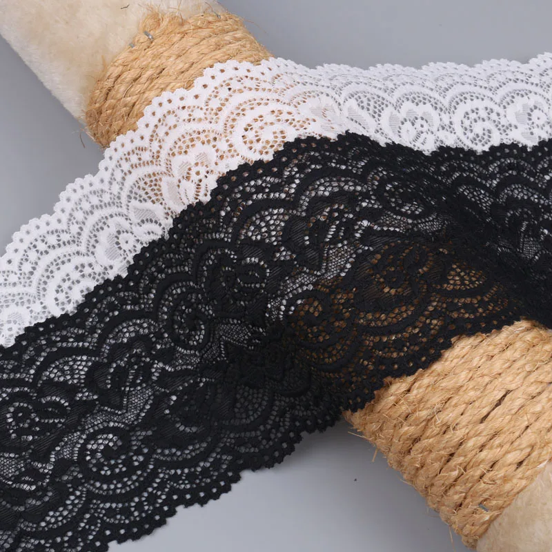 2 ярдов/партия вышитые эластичная кружевная лента 10 см широкая белая бейка Ткань