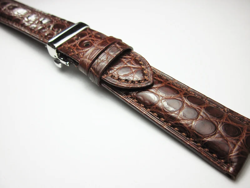 Handmade True crocodile skin Watchbands 18 19 20 21 22 mm Dark brown Wrist Butterfly buckle Watch Band Belt for branded Strap