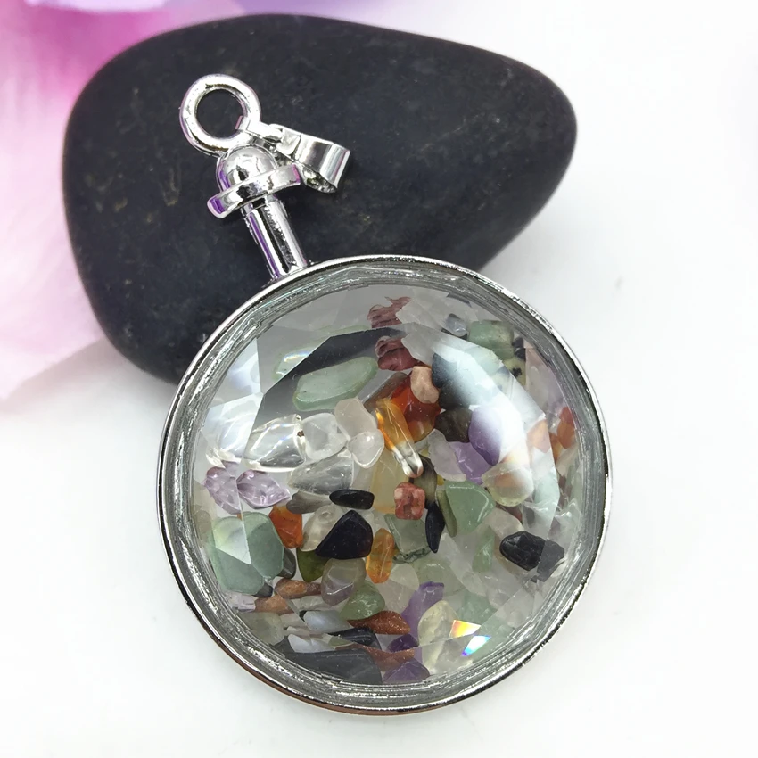 Оптовая цена Круглый Кулон-капля из натурального камня многоцветный кристалл