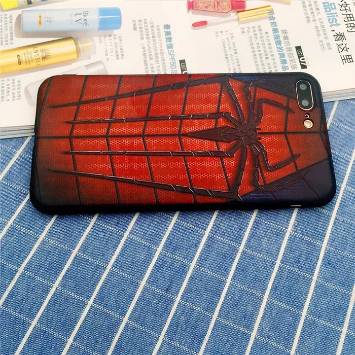 Cute Cartoon Super Captain America Spider Man cases For iphone 7 8 8plus 6 6s 7plus plus Back Cover silicone relief Case |