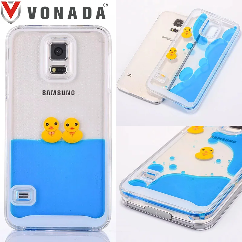 Vonada/милый чехол для samsung Galaxy S5, уникальный плавучий плавательный жидкий резиновый утиный синий водный ПК Жесткий Чехол для телефона, чехол