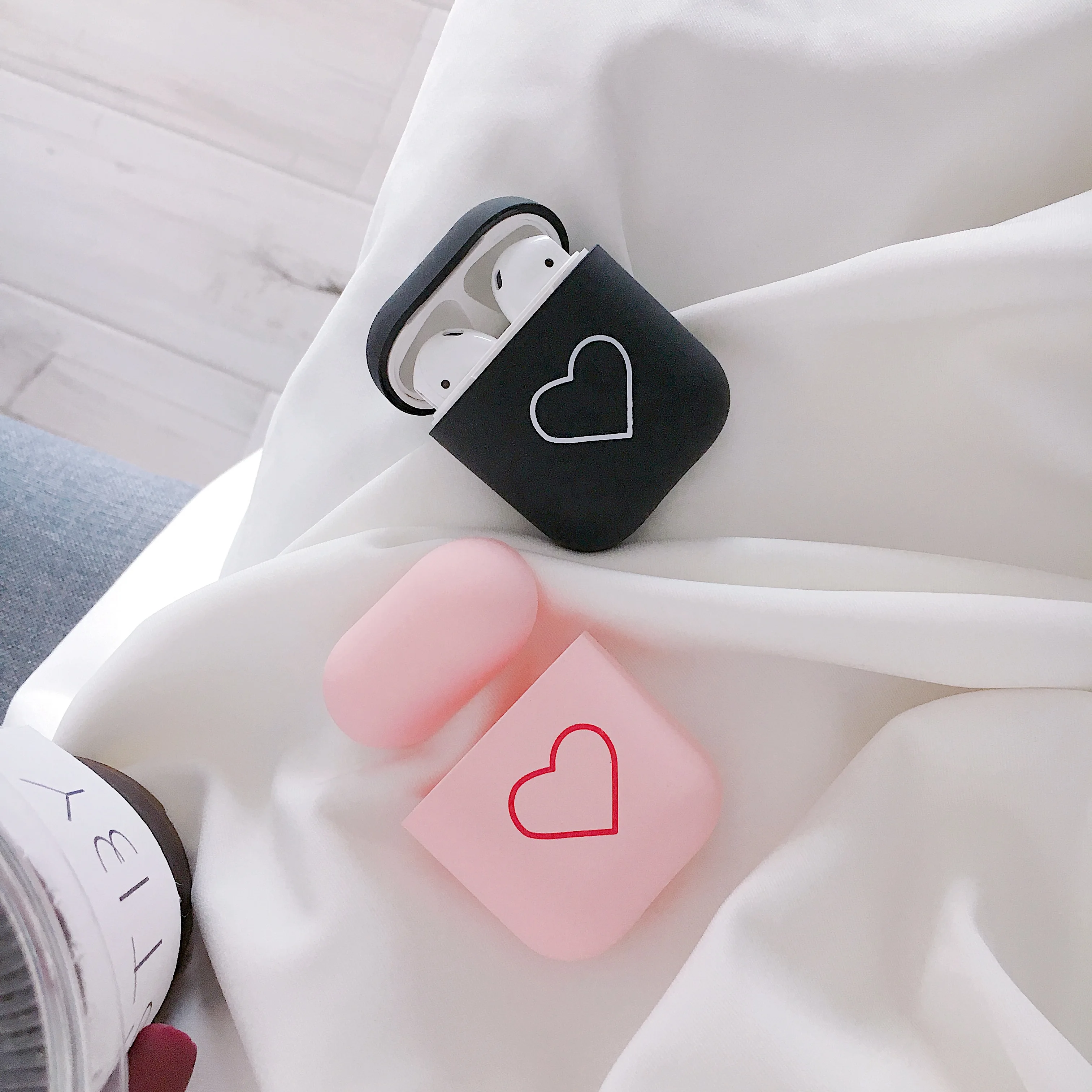 Модные милые сердцу чехол для пар для Airpods Чехол Жесткий PC Беспроводной Bluetooth наушники чехол Крышка Аксессуары для наушников