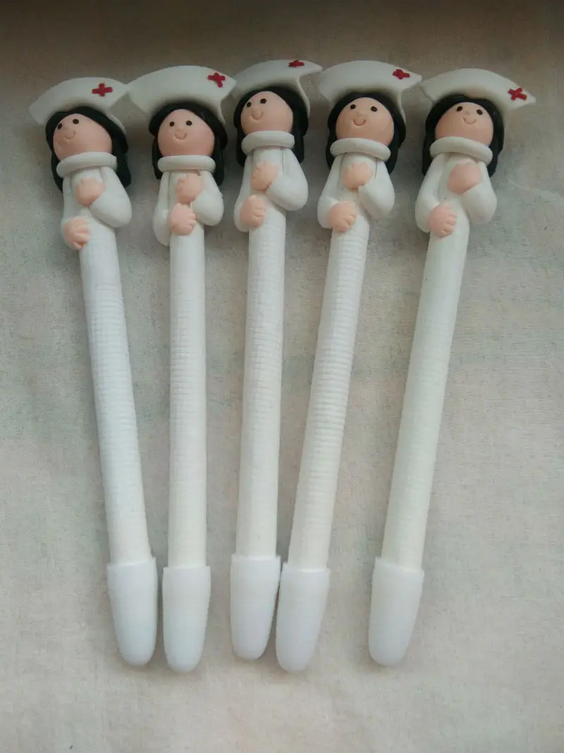 1PC polymer clay doctor nurse character ballpoint pen promotional hospital gift pen creative novelty pen - Цвет: Прозрачный