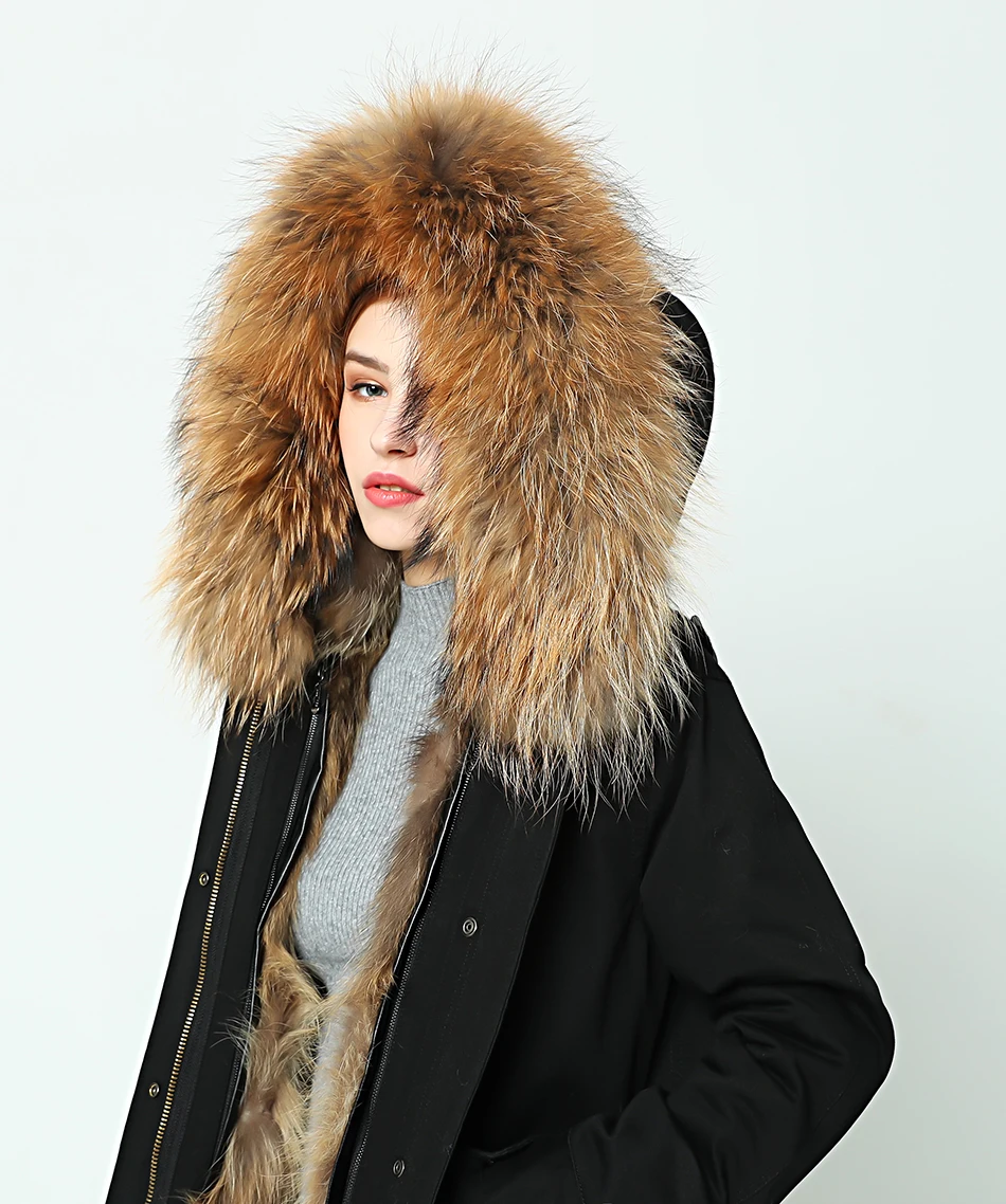 OFTBUY, парка выше колена, зимняя куртка для женщин, парка из натурального меха енота, пальто с воротником, с капюшоном, настоящая теплая подкладка из лисьего меха