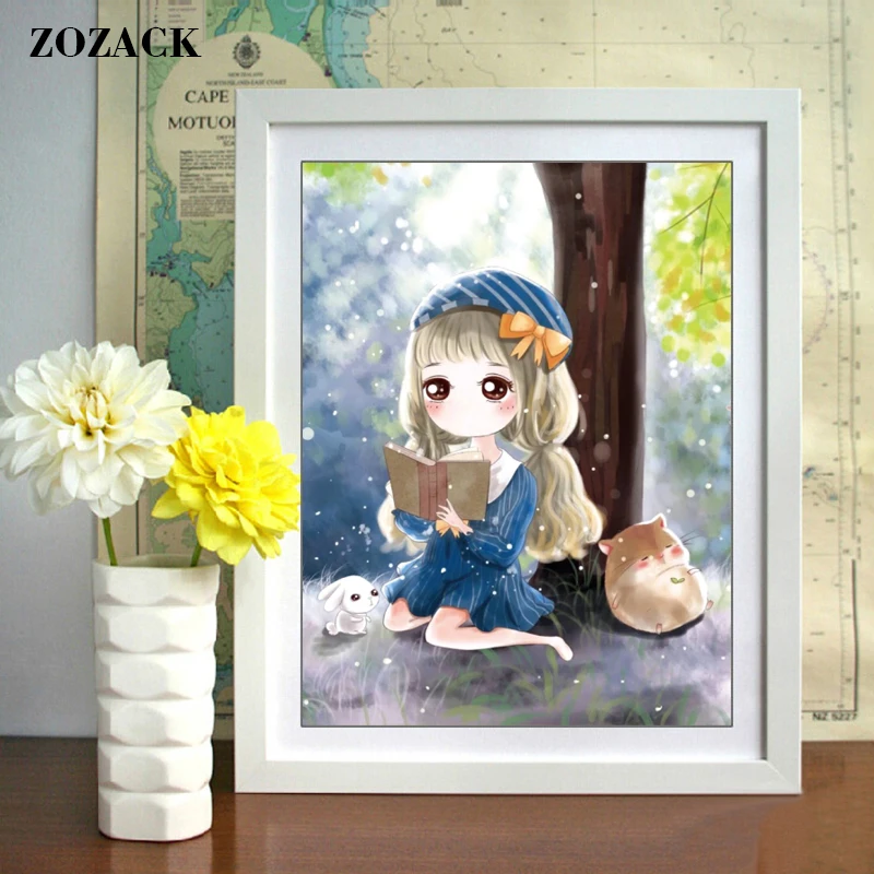 

DMC Diy Precision Printing Cartoon Little Girl Patterns Child Bedroom Decor Chinese Cross Stitch Kits Embroidery Needlework Sets