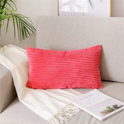 Drop Ship Corduroy Flocking Velvet Cushion Cover Pink Grey Blue Coffee Soft Home Decorative Pillow Cover 30x50cm/40x60cm Lumble - Цвет: K