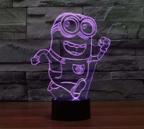 2017 3D Мультфильм Гадкий я Миньоны USB LED Лампы Взволнован Работает маленькие Желтые
