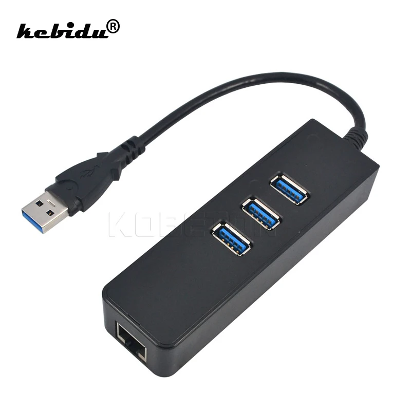 Kebidu высокое spped 3 Порты USB 0 концентратор 10/100/1000 Мбит/с на RJ45 Gigabit Ethernet LAN проводной - Фото №1