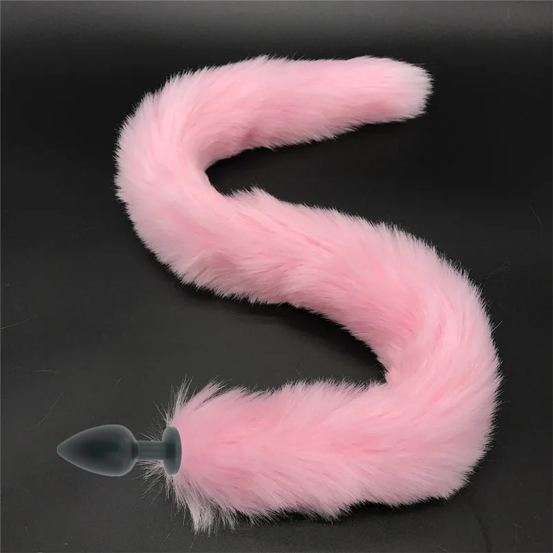 Металлическая пушистая Анальная пробка с лисьим хвостом 80 см длинным
