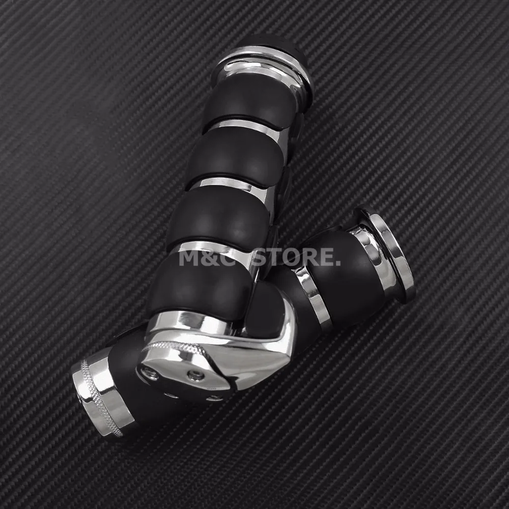 Хромированные ручки на руль 1 дюйма черные резиновые для Harley Softail Sportster Dyna Touring Cruiser