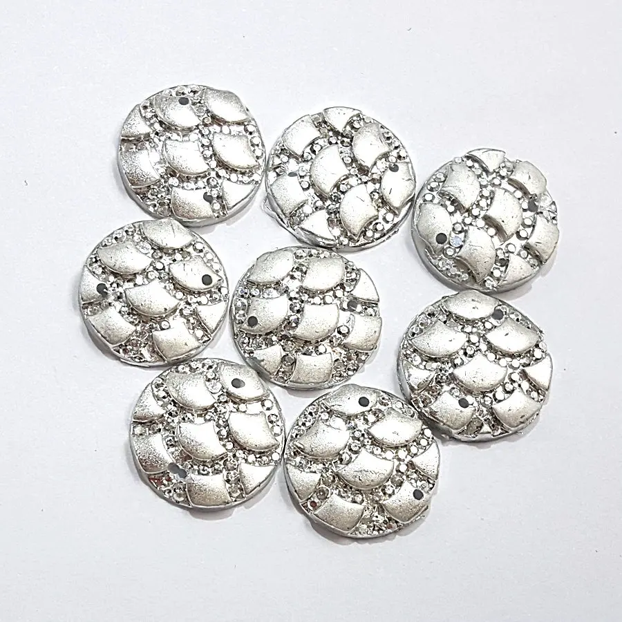 Качество A +++ резиновые 16 мм круглые серебряные Свободные Стразы с плоской