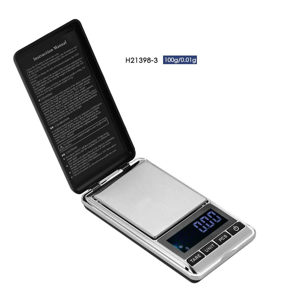 H21398-3 100 г/1000 г x 0,1 г/0,01 г точность измерительный вес инструменты ЖК Цифровые ювелирные весы в граммах 0,01 карманные весы электронные весы - Цвет: H21398-3
