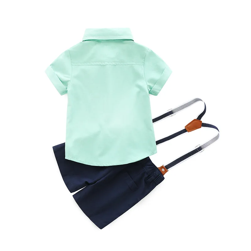 Kimocat Summer Baby Boy Clothes Set Wedding Party Birthday Gentleman Suit Short Sleeve Tops+Bib Pants 2Pcs Kids Boys Outifts |
