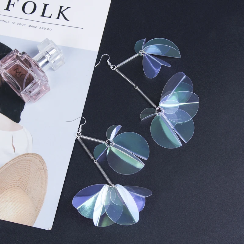 Индивидуальные разноцветные круглые висячие серьги с бахромой и длинным крючком