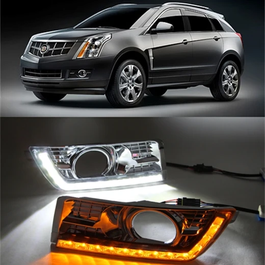 Светодиодный дневной светильник для Cadillac SRX от АТС ХЦ 2 2012 2013 светодиодный DRL с желтым поворота светильник s хром колпак противотуманных фар