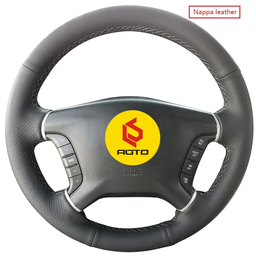 black genuine nappa Оплетка на руль для Mitsubishi Pajero 2007-2014Galant 2008-2012 Tampa do volante do carro cubierta del volante - Название цвета: black genuine nappa