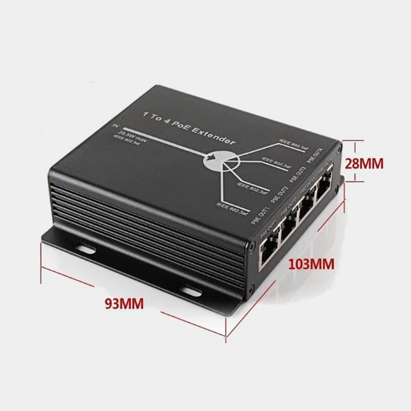 10/100M mini 4 Ports POE Extender 25.5W Extend 120 Meters IEEE802.3af Network Devices Plug-and-Play cctv ccessories | Безопасность и