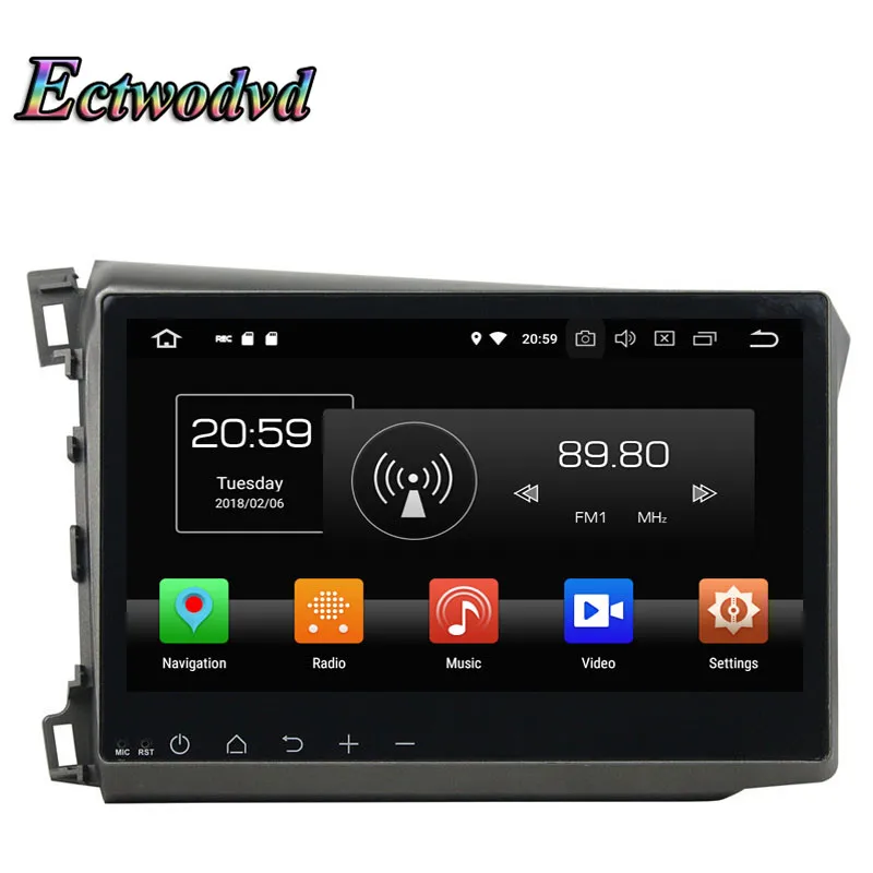 Ectwodvd Octa Core 4G Android 8 0/4 ядра 1 Автомобильный мультимедийный DVD плеер для Honda Civic 2012 2013