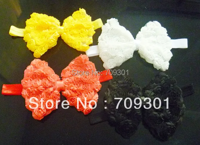 4 5 &quotБольшая шифоновая повязка на голову с бантом розочками для девочек 24 шт./лот