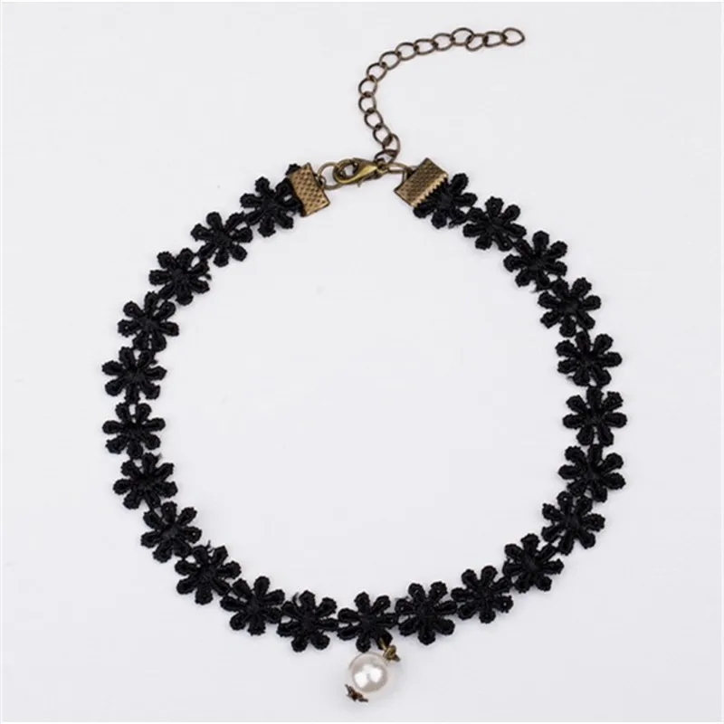 Harajuku урожай готический velvet choker кружева цветок ожерелье гот эмо воротник женщины